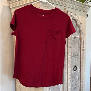 SHEIN Burgundy Short Sleeve Pocket Tee